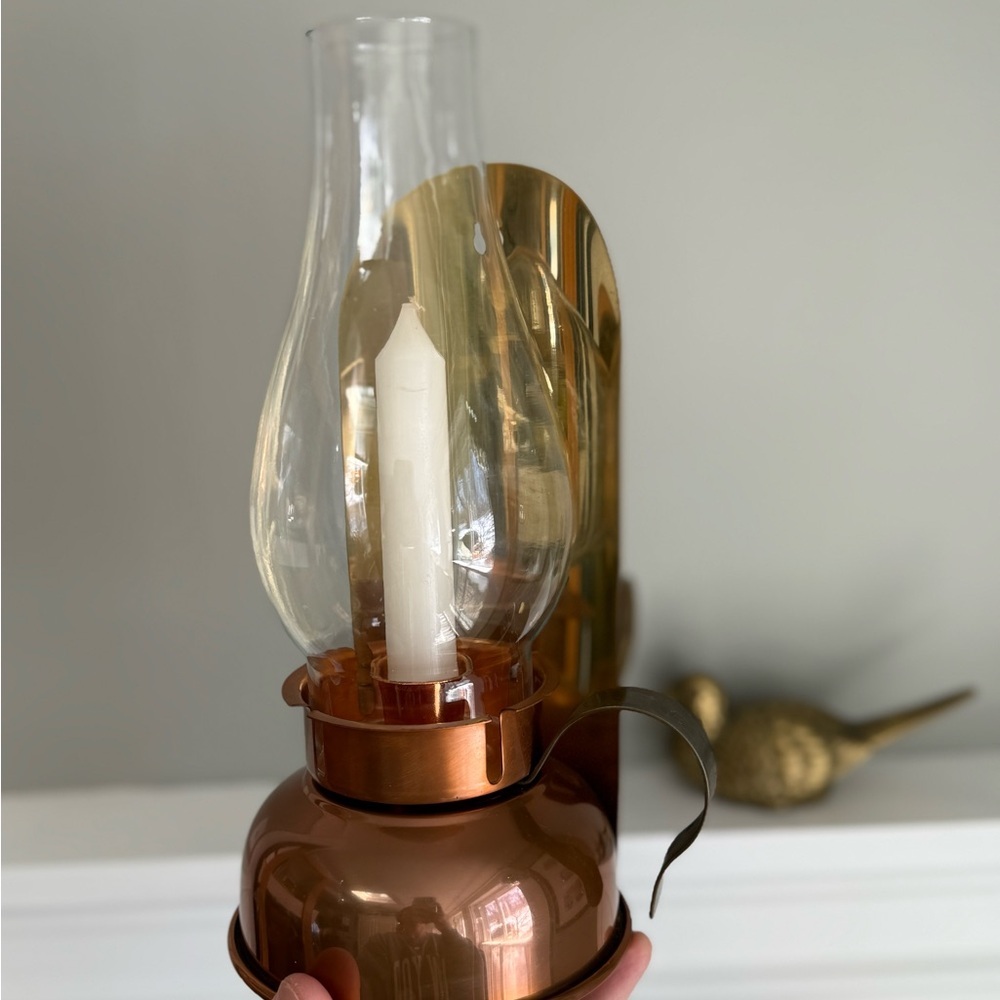 vintage Coppercraft Guild wall-mounted candle sconce taper candle copper brass